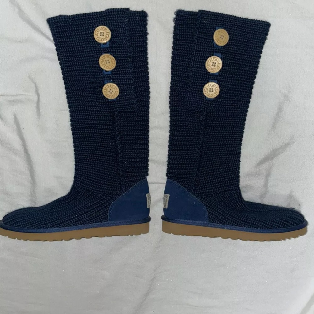 Ugg Knit Navy Blue Tall Boot Pre-owned
